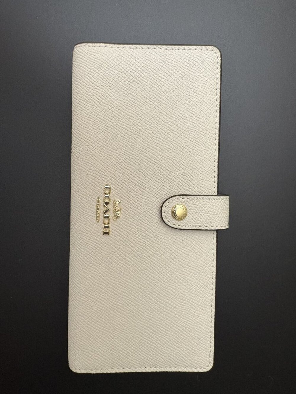 Coach Slim Wallet Crossgrain Leather Long Wallet Card Case Clay NWT